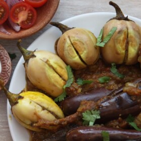 Stuffed Aubergine (baby & white aubergines) Pure Punjabi Stuffed aubergines plantbased meal prep