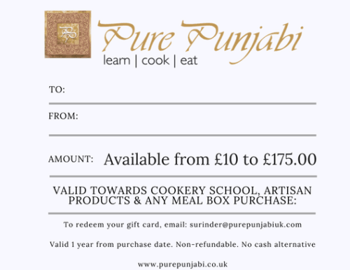 Pure Punjabi Gift Card Father's Day from £10 to £175 Pure Punjabi Gift Card Father's Day from £10 to £175